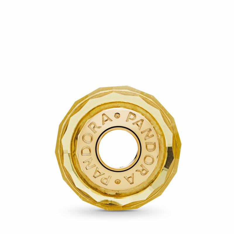 Pandora Golden Faceted Murano Glass Charm Gold Egypt QW7125943